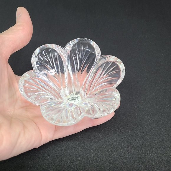 Floral shape Cristal D'Argues France candleholder. Genuine Lead Crystal. - Picture 3 of 6